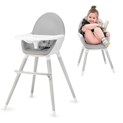 KINDERKRAFT - Chaise haute pour repas enfant FINI gris/blanc