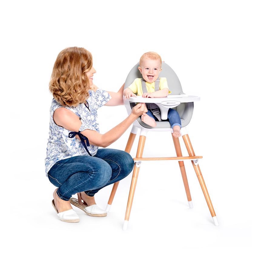 KINDERKRAFT - Chaise repas bébé FINI grise / blanche