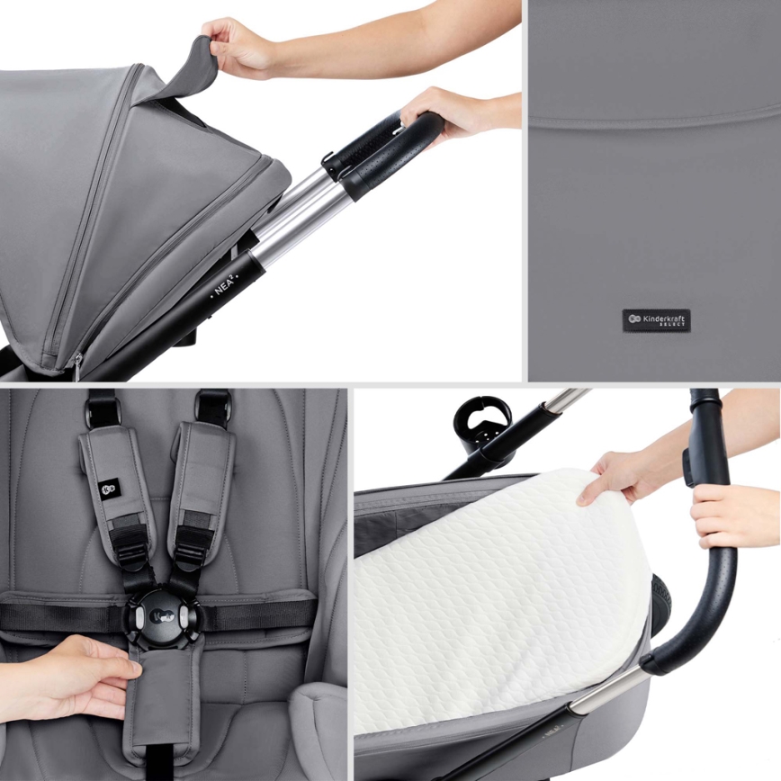 KINDERKRAFT - Poussette combinée 2en1 NEA 2 Platinum gris