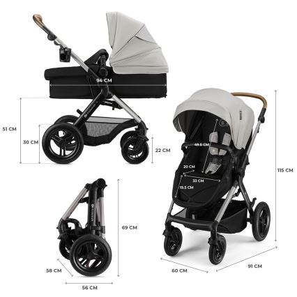 KINDERKRAFT - Poussette combinée 3 en 1 MOOV 2 XL Air Grey