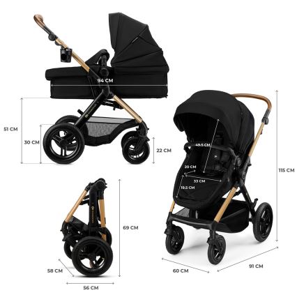 KINDERKRAFT - Poussette combinée 3 en 1 MOOV 2 XL Air Noir