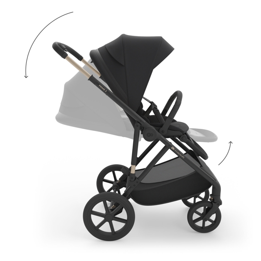 KINDERKRAFT - Poussette combinée 3-en-1 PRIME 3 Venezian Noir