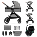 KINDERKRAFT - Poussette combinée 3en1 ESME Moonlight gris + siège auto MINK PRO