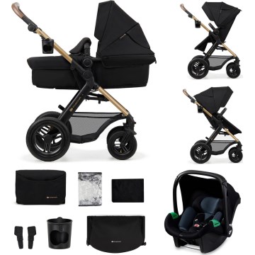 KINDERKRAFT - Poussette combinée 3en1 MOOV 2 AIR Pure noir + siège auto MINK PRO