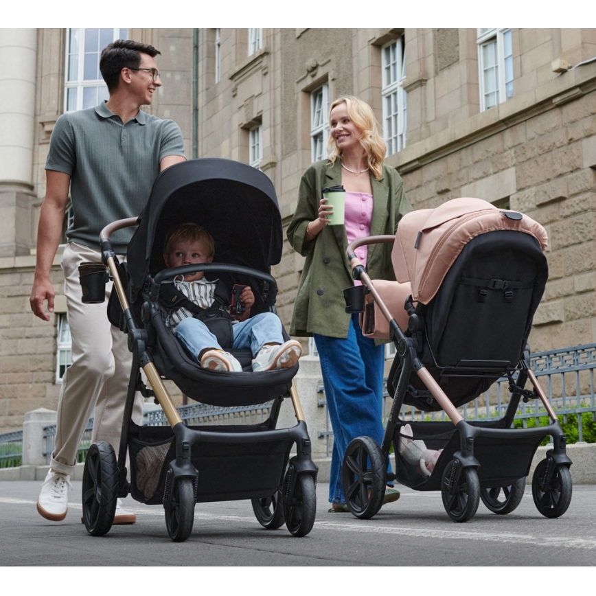 KINDERKRAFT - Poussette combinée 3en1 MOOV 2 AIR Pure noir + siège auto MINK PRO