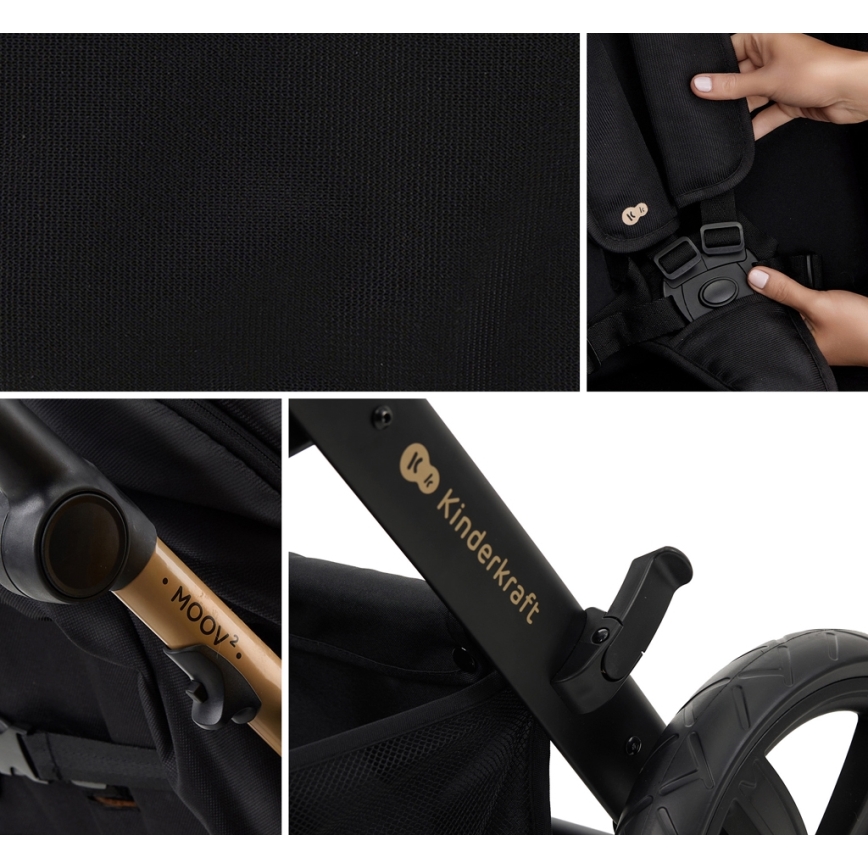 KINDERKRAFT - Poussette combinée 3en1 MOOV 2 AIR Pure noir + siège auto MINK PRO