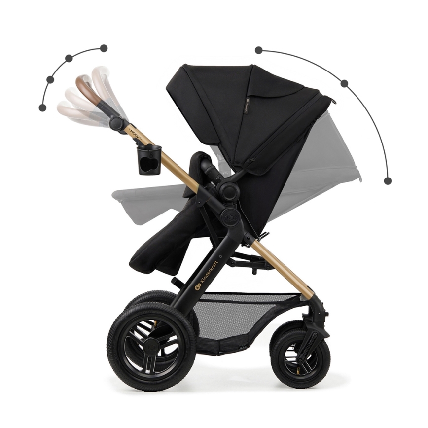 KINDERKRAFT - Poussette combinée 3en1 MOOV 2 AIR Pure noir + siège auto MINK PRO