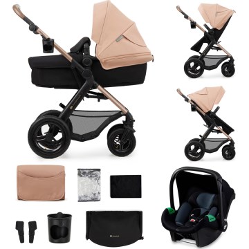 KINDERKRAFT - Poussette combinée 3en1 MOOV 2 AIR Sand beige + siège auto MINK PRO