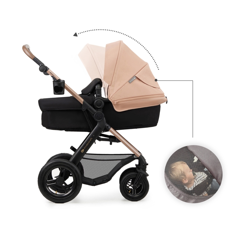 KINDERKRAFT - Poussette combinée 3en1 MOOV 2 AIR Sand beige + siège auto MINK PRO