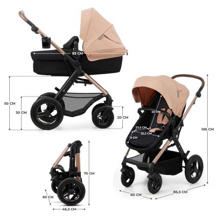 KINDERKRAFT - Poussette combinée 3en1 MOOV 2 AIR Sand beige + siège auto MINK PRO