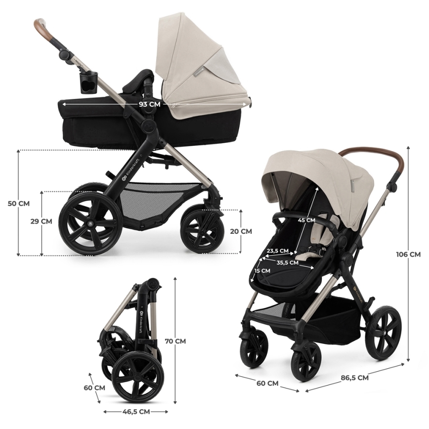 KINDERKRAFT - Poussette combinée 3en1 MOOV 2 Moonlight gris + siège auto MINK PRO