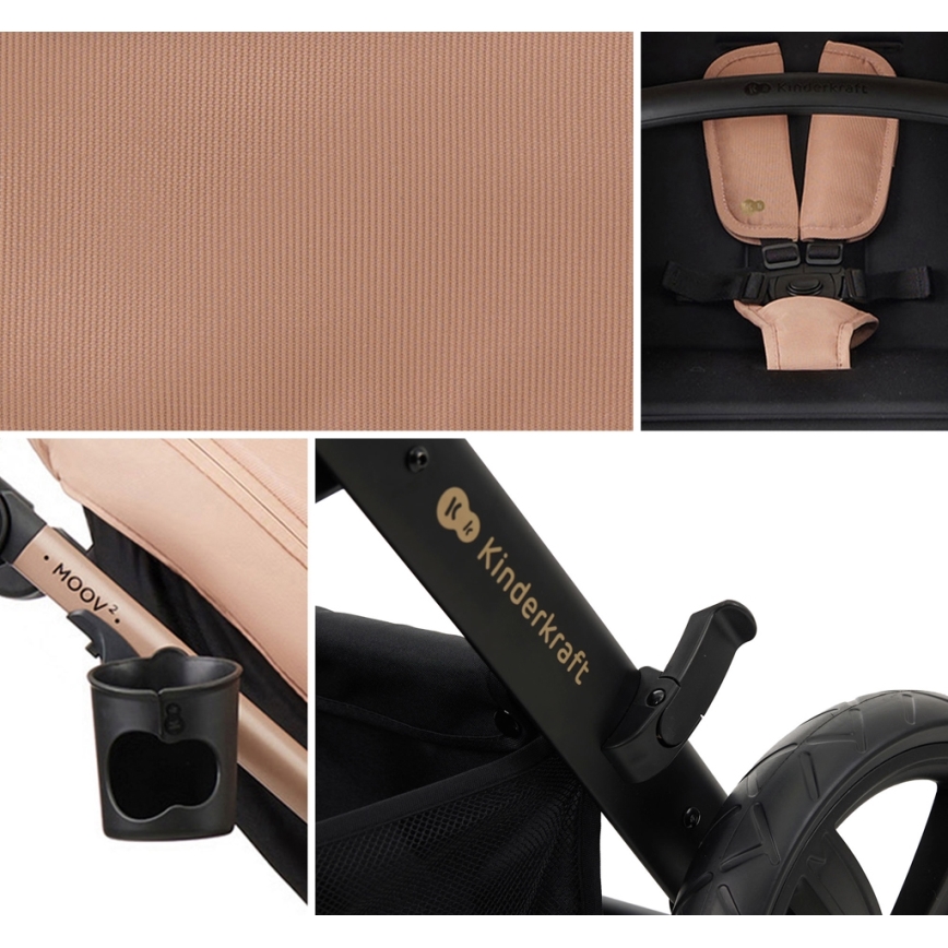 KINDERKRAFT - Poussette combinée 3en1 MOOV 2 Sand beige + siège auto MINK PRO