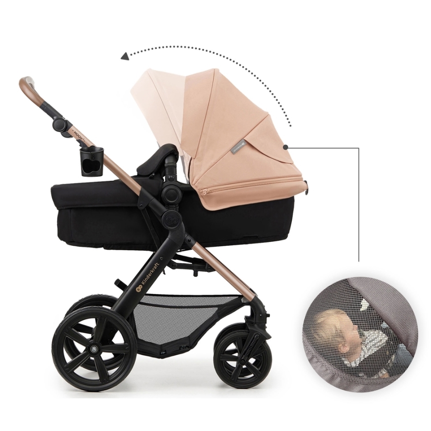 KINDERKRAFT - Poussette combinée 3en1 MOOV 2 Sand beige + siège auto MINK PRO