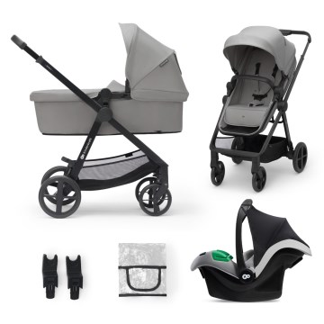 KINDERKRAFT - Poussette combinée 3en1 NEWLY Moonlight gris  + siège auto MINK PRO