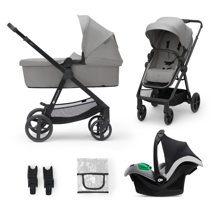 KINDERKRAFT - Poussette combinée 3en1 NEWLY Moonlight gris  + siège auto MINK PRO