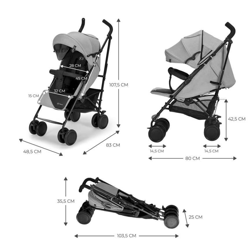KINDERKRAFT - Poussette SIESTA Ash gris
