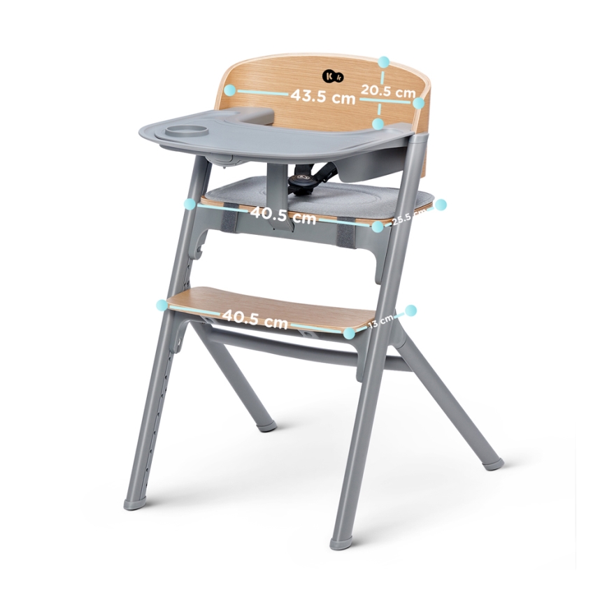 KINDERKRAFT SELECT - Chaise haute enfant 3 en 1 LIVY Premium chêne + transat pour bébé CALMEE
