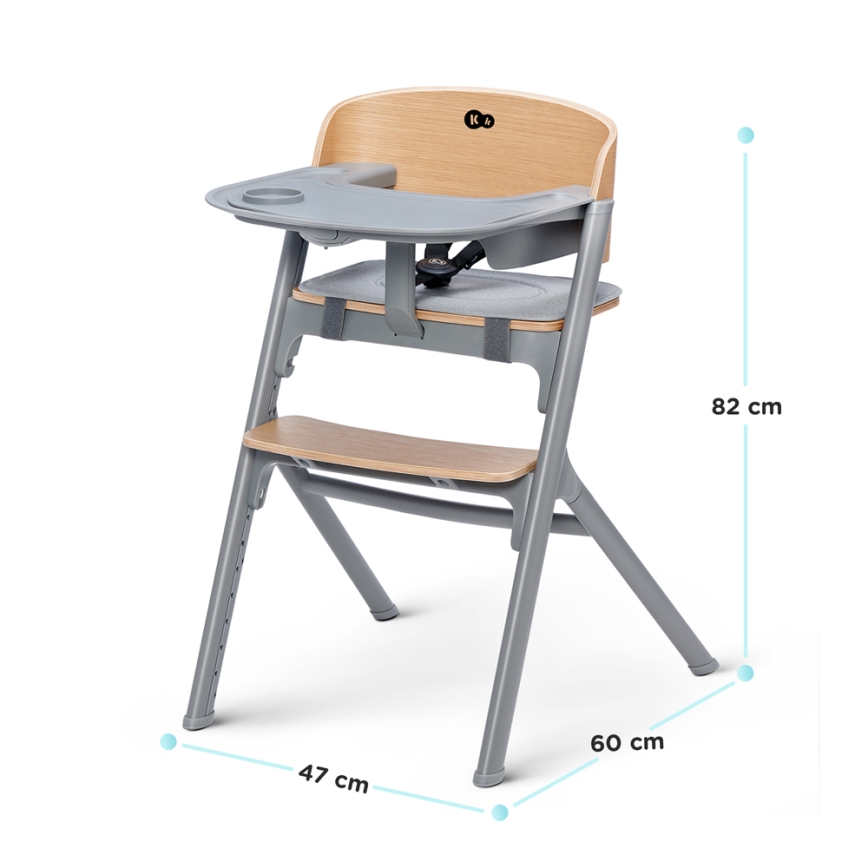 KINDERKRAFT SELECT - Chaise haute enfant 3 en 1 LIVY Premium chêne + transat pour bébé CALMEE