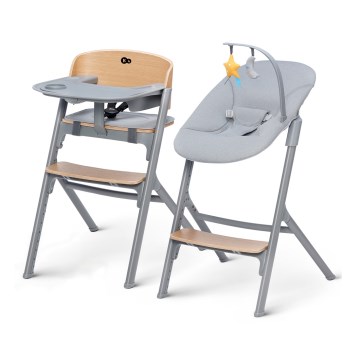KINDERKRAFT SELECT - Chaise haute enfant 3 en 1 LIVY Premium chêne + transat pour bébé CALMEE