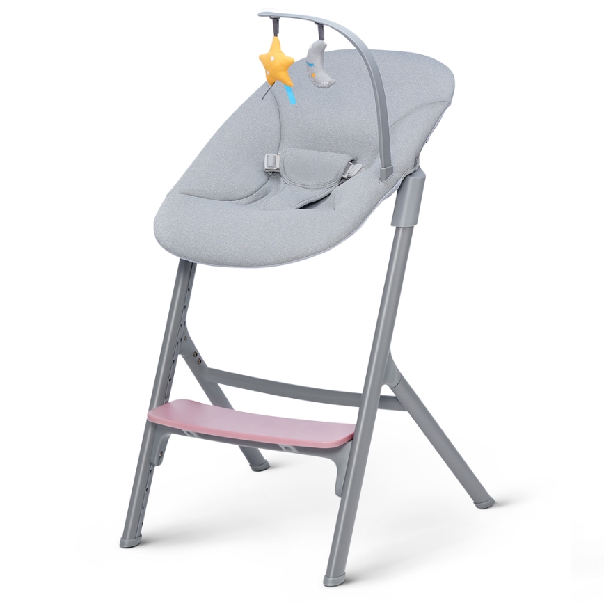 KINDERKRAFT SELECT - Chaise haute 3 en 1 pour enfant LIVY Premium Aster pink + transat CALMEE