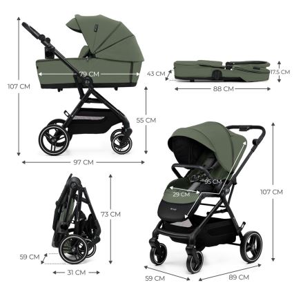 KINDERKRAFT SELECT - Poussette combinée 2-en-1 YOXI Mystic green