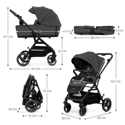 KINDERKRAFT SELECT - Poussette combinée 2en1 YOXI Moonlight gris