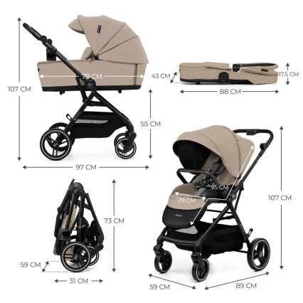 KINDERKRAFT SELECT - Poussette combinée 2en1 YOXI Sand beige