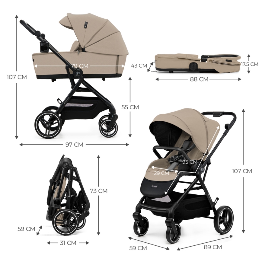 KINDERKRAFT SELECT - Poussette combinée 2en1 YOXI Sand beige