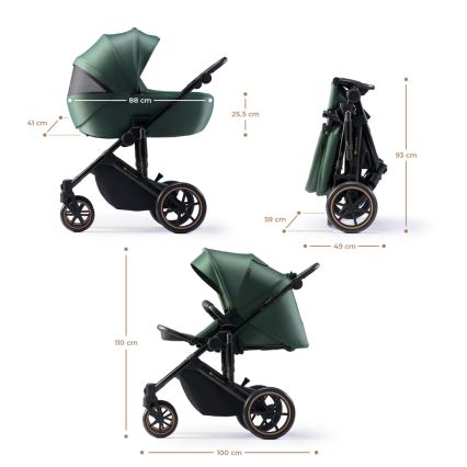 KINDERKRAFT SELECT - Poussette combinée 3en1 PRIME 2 Premium Dark vert + siège auto