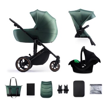 KINDERKRAFT SELECT - Poussette combinée 3en1 PRIME 2 Premium Dark vert + siège auto