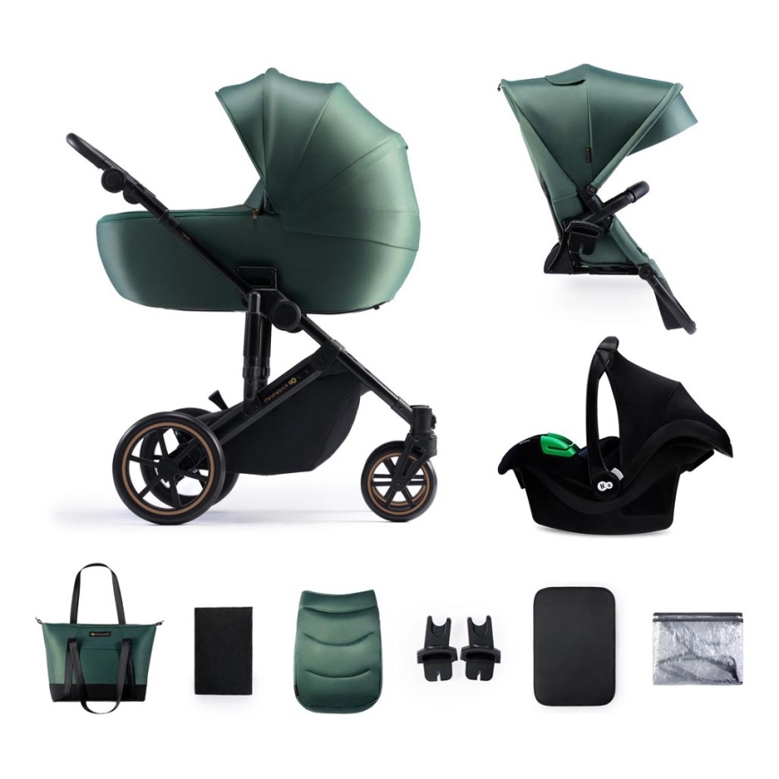 KINDERKRAFT SELECT - Poussette combinée 3en1 PRIME 2 Premium Dark vert + siège auto