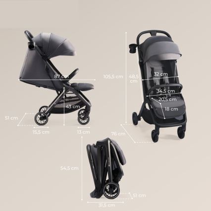 KINDERKRAFT SELECT - Poussette NUBI 2 gris