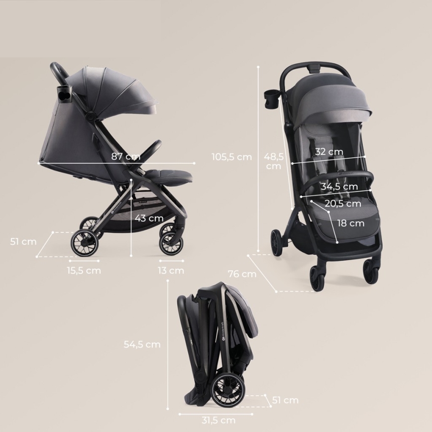 KINDERKRAFT SELECT - Poussette NUBI 2 gris