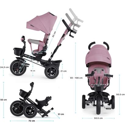 KINDERKRAFT - Tricycle enfant 5en1 SPINSTEP rose