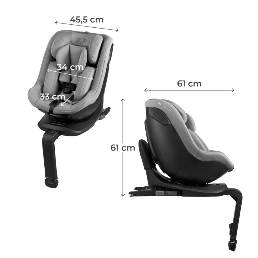 KINDERKRAFT - Siège-auto avec base pivotante I-GUARD i-Size 40-105 cm gris