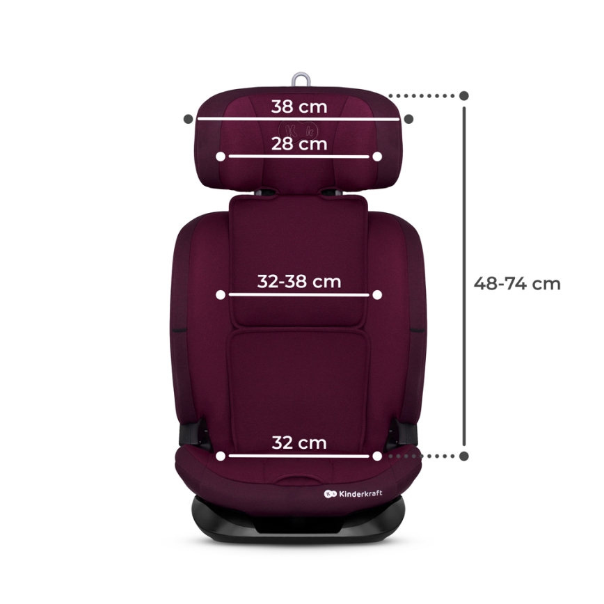 KINDERKRAFT - Siège auto ONETO 3 i-Taille (76-150 cm) + Isofix Cherry pearl
