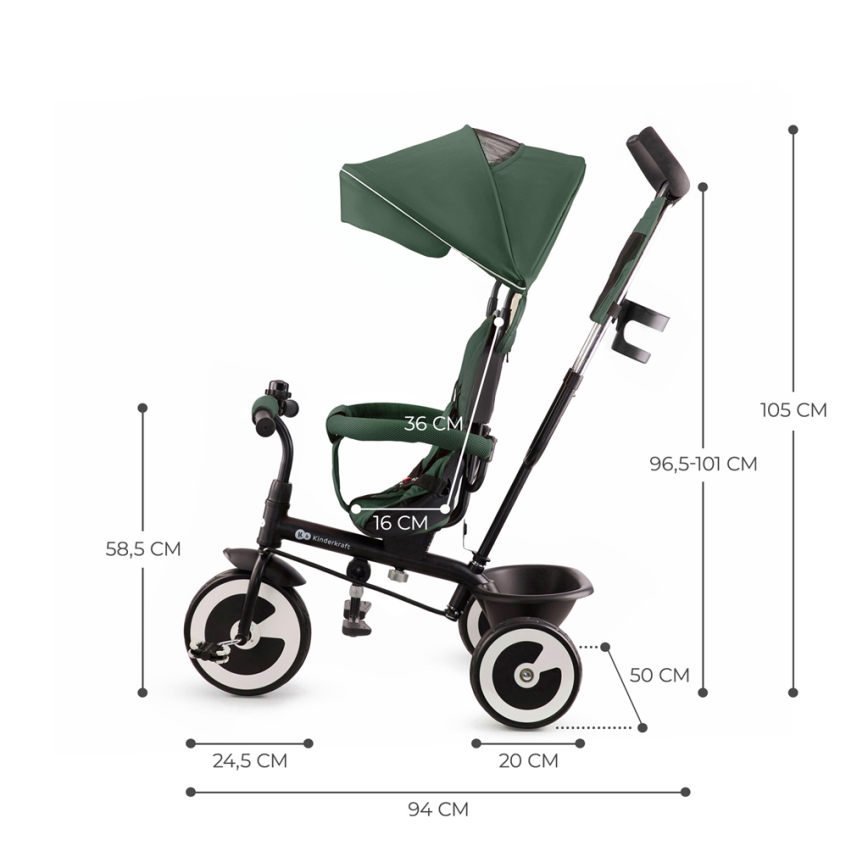 KINDERKRAFT - Tricycle enfant ASTON Mystic vert