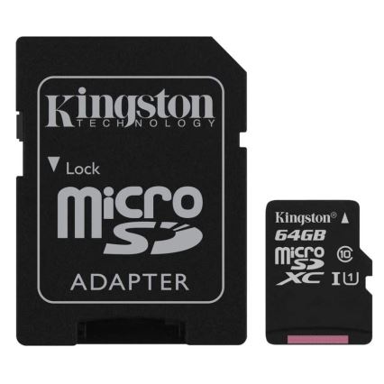 Kingston - MicroSDXC 64GB Canvas Select Plus U1 100MB/s + adaptateur SD