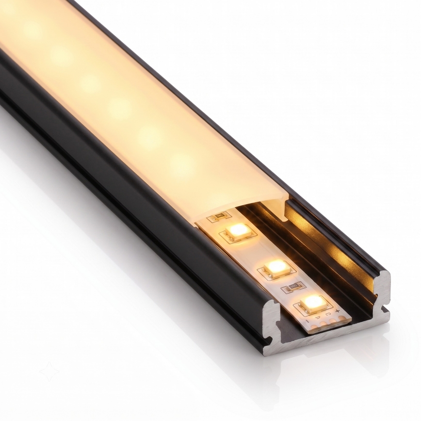 KIT 1x ruban LED avec capteur de mouvement FLEX LED/3,6W/4xAA 2 m + 2x profil encastrable 1 m noir/blanc