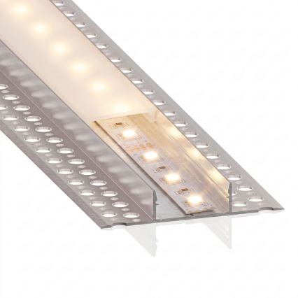 ENSEMBLE 1x ruban LED FLEX avec détecteur de mouvement, 3,6 W, alimentation 4×AA, 2 m + 2× profil d'encastrement 1 m, argenté/blanc