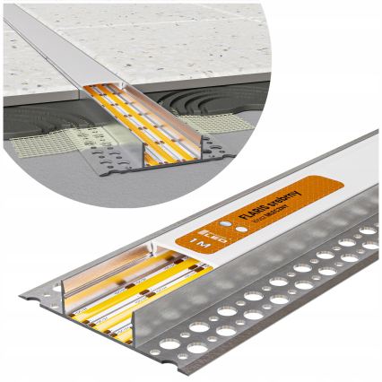 ENSEMBLE 1x ruban LED FLEX avec détecteur de mouvement, 3,6 W, alimentation 4×AA, 2 m + 2× profil d'encastrement 1 m, argenté/blanc