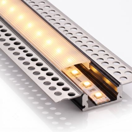 ENSEMBLE 1x ruban LED FLEX avec détecteur de mouvement LED/3,6W/4xAA 2 m + 2x profil encastré 1 m argenté/blanc