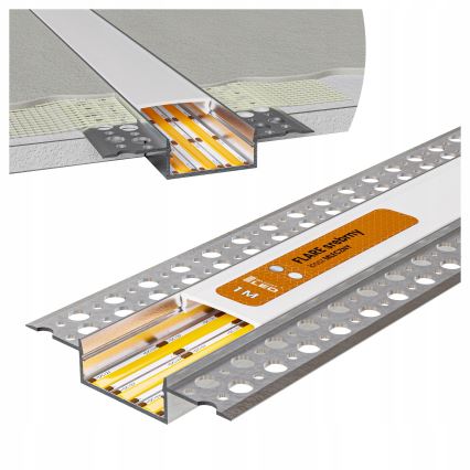 ENSEMBLE 1x ruban LED FLEX avec détecteur de mouvement LED/3,6W/4xAA 2 m + 2x profil encastré 1 m argenté/blanc