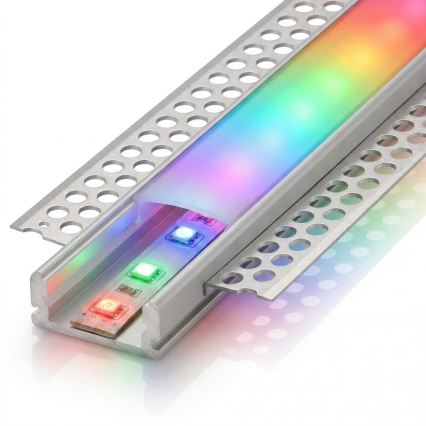 KIT 1x ruban LED RGBW dimmable DIGITAL LED/9,6W/230V 3 m + 3x profil à encastrer 1 m argent/blanc + télécommande