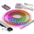 KIT 1x ruban LED RGBW dimmable DIGITAL LED/9,6W/230V 3 m + 3x profil encastrable 1 m noir/blanc + télécommande