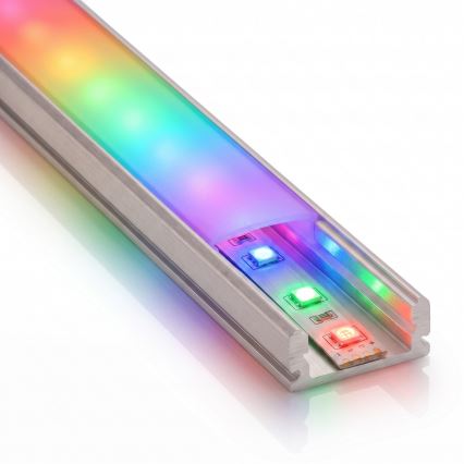 KIT 1x ruban LED RGBW dimmable NEO LITE MUSIC LED/24W/230V 5 m IP65 Wi-Fi Tuya + 5x profil encastrable 1 m argenté/blanc + télécommande