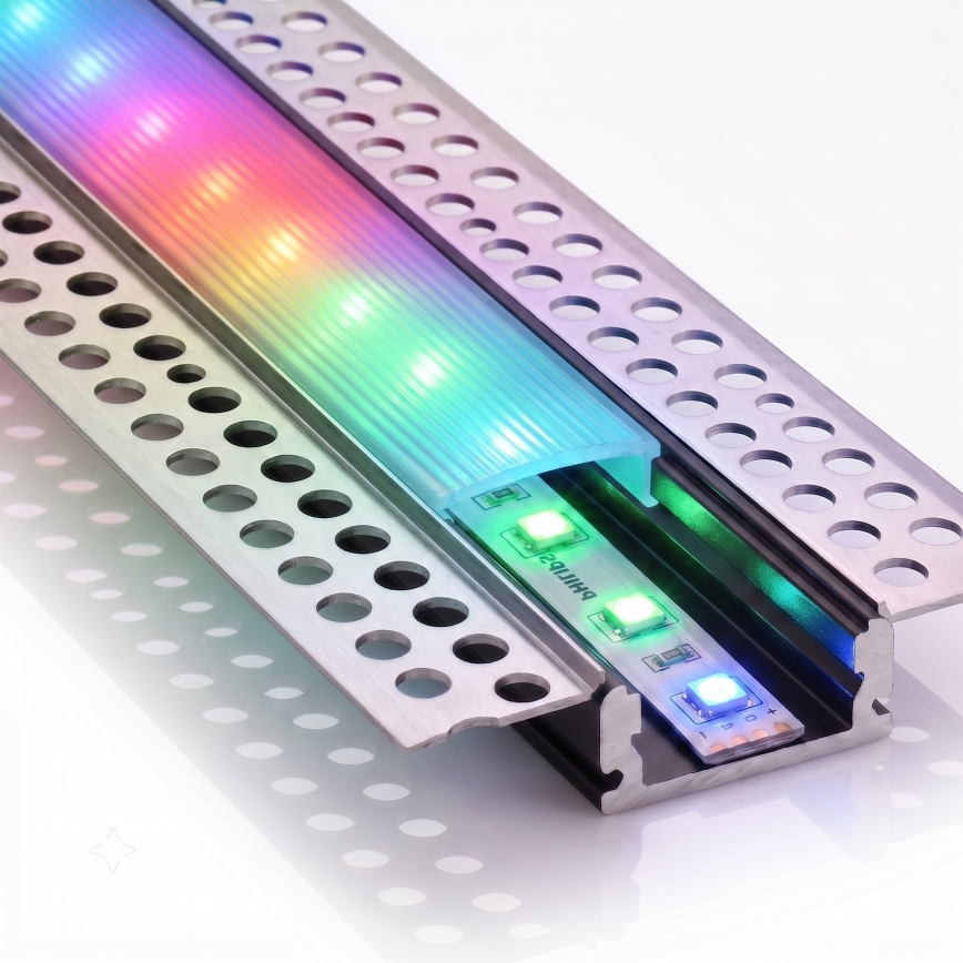Kit 1x ruban LED RGBW dimmable NEO LITE MUSIC LED/24W/230V 5 m IP65 Wi-Fi Tuya + 5x profil encastrable 1 m argenté/blanc + télécommande