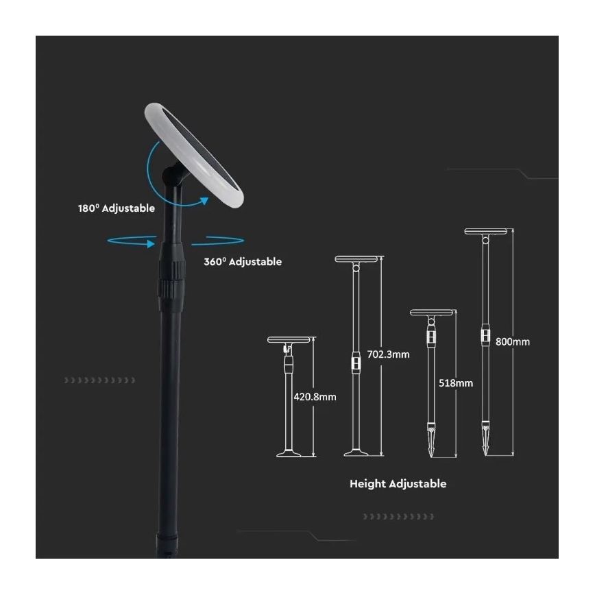 KIT 2x LED Lampe solaire réglable GARDEN LED/3W/5V 42-80 cm 3000K IP65