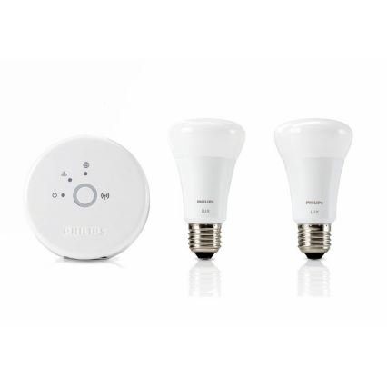 Kit de base Philips HUE LUX 2xE27/9W/230V + dispositif d'interconnexion - HUE BRIDGE