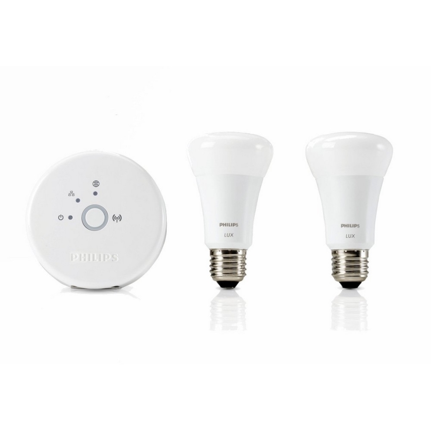 Kit de base Philips HUE LUX 2xE27/9W/230V + dispositif d'interconnexion - HUE BRIDGE